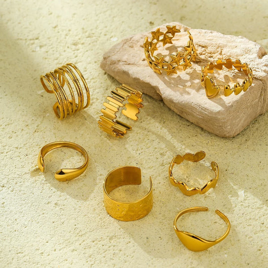 Asymmetric Flow Statement Ring – 18K Gold Plated Stainless Steel