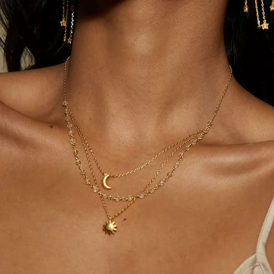 Moon & Star Clavicle Chain – Stainless Steel, Tarnish-Free