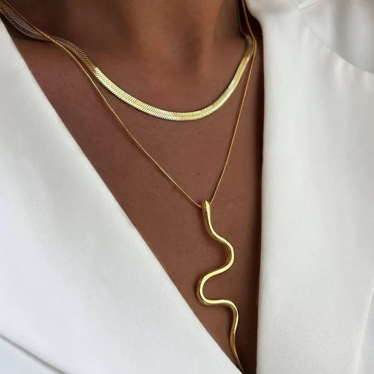 Snake Pendant Layered Necklace